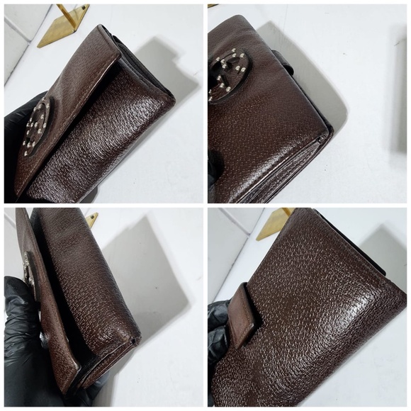 Authentic Gucci Interlocking G Logo Leather Continental Wallet Brown - Picture 8 of 13